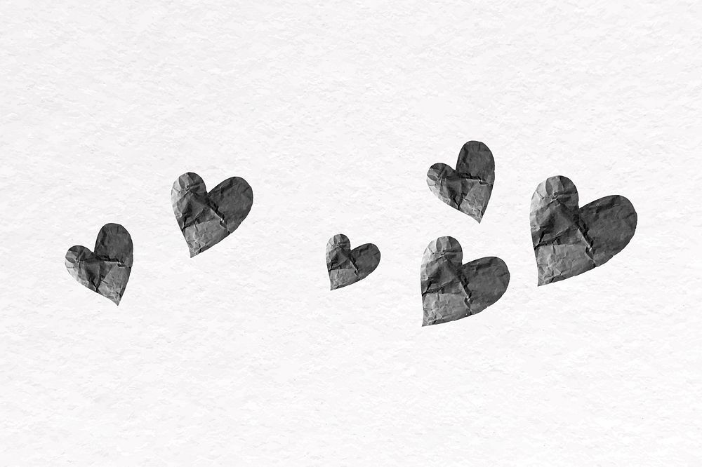 Heart divider clip art, crumpled paper design vector