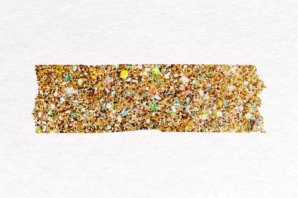 Washi tape collage element, glitter gold design vector