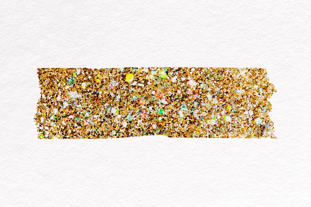 Washi tape collage element, glitter gold psd