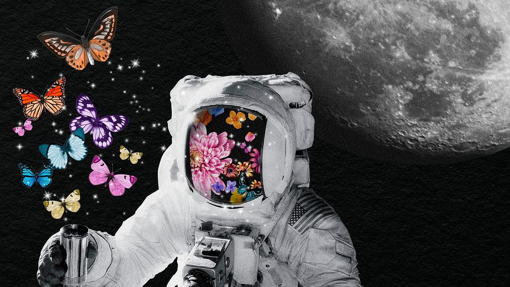 Astronaut computer wallpaper,  outer space collar art background