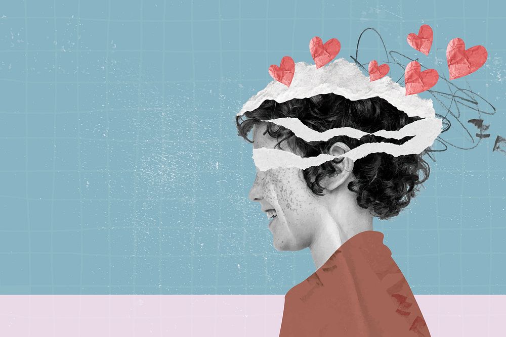 Anxiety collage art background, children's mental health design vector