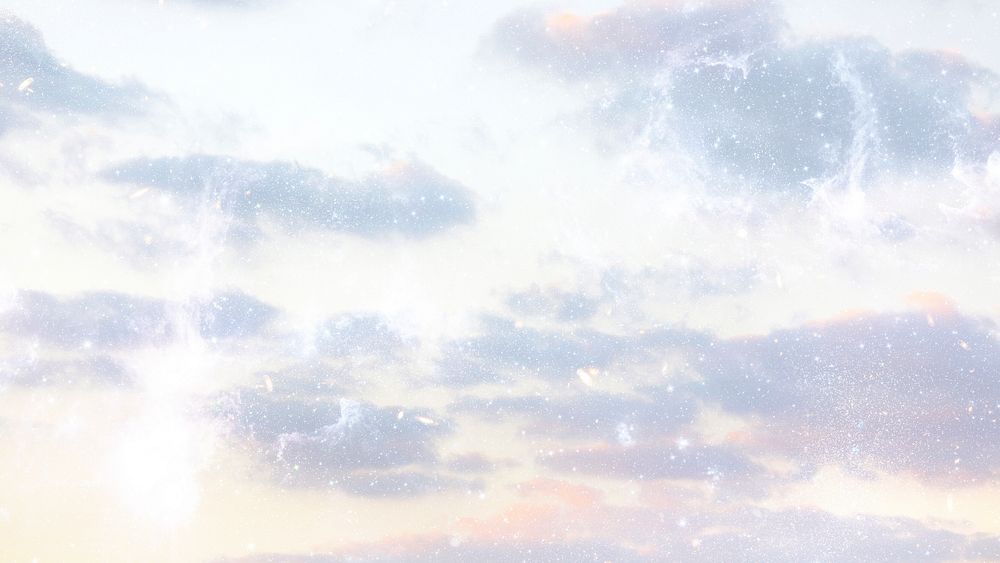 Aesthetic sky computer wallpaper, glitter background with clouds