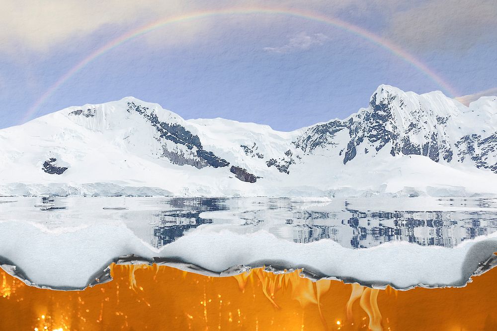 Surreal environment background, global warming affect on Antarctica