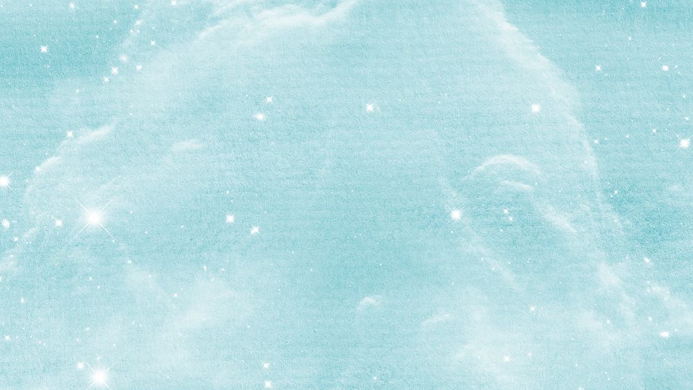 Aesthetic turquoise computer wallpaper, watercolor background with sparkles