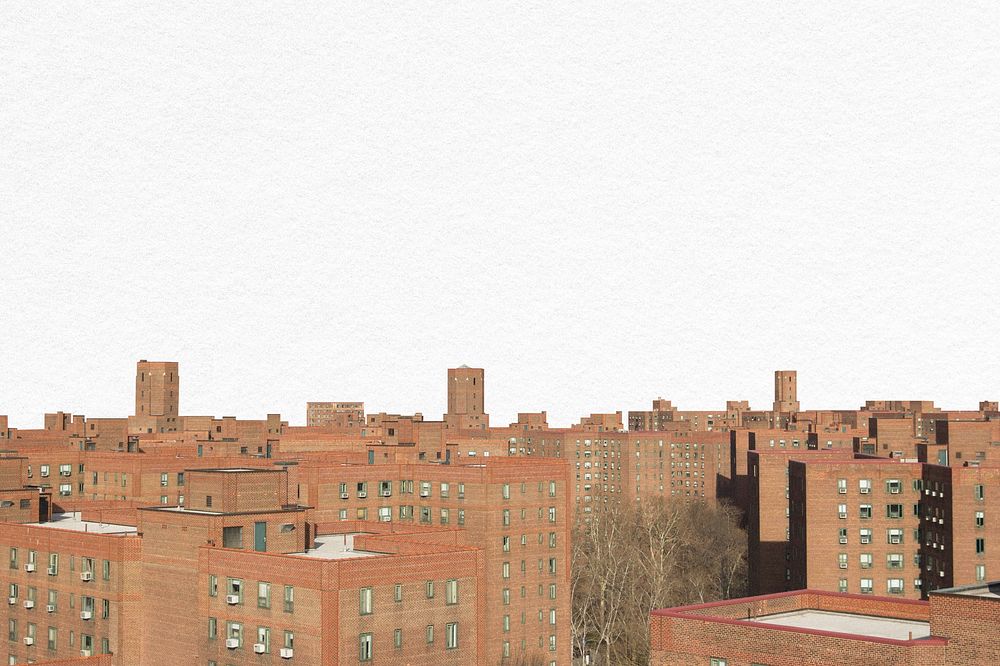 Urban landscape border, brown city buildings background psd