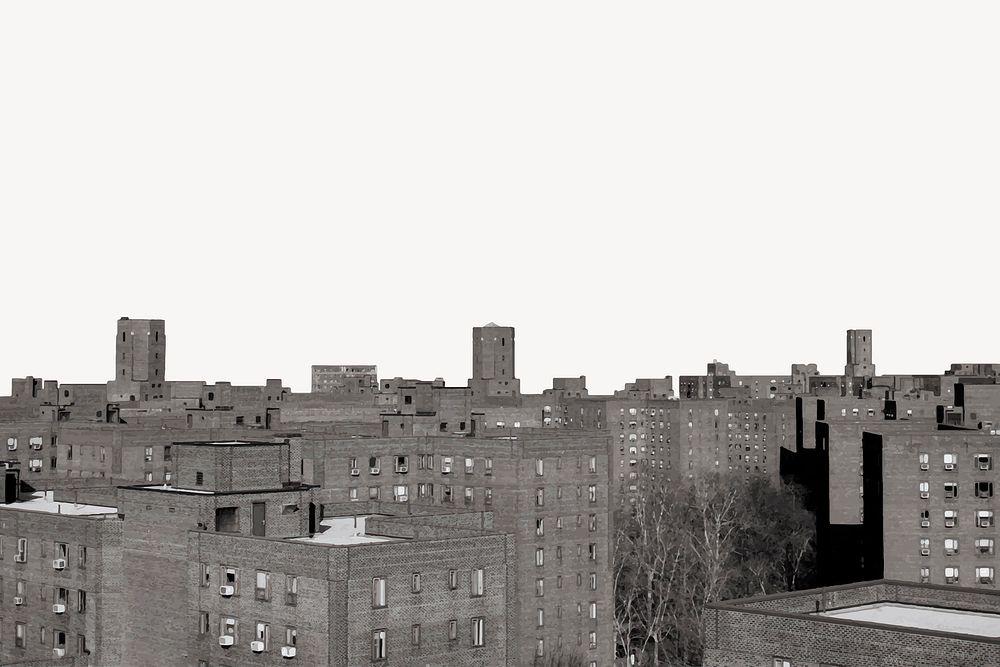 Urban landscape border, grey city buildings background vector