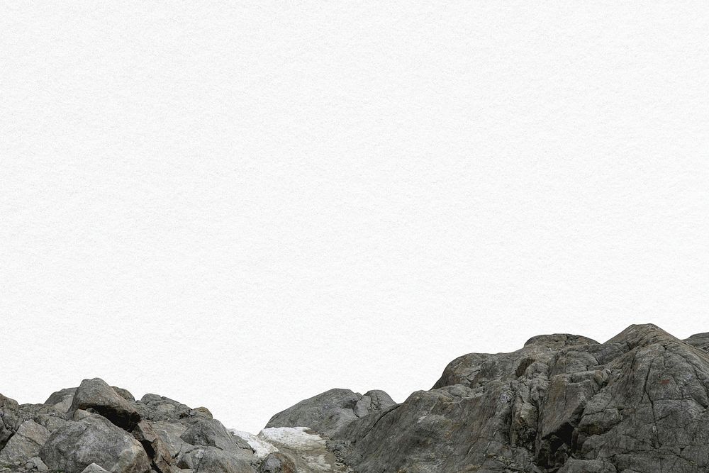 Gray rocks ripped paper border, nature background psd