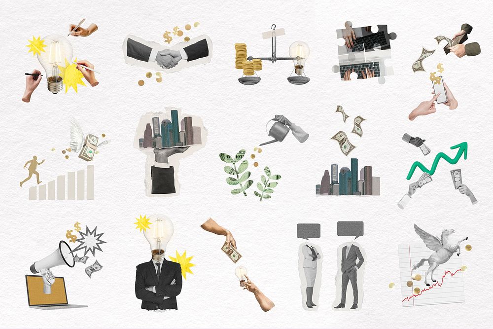 Business collage element collection psd