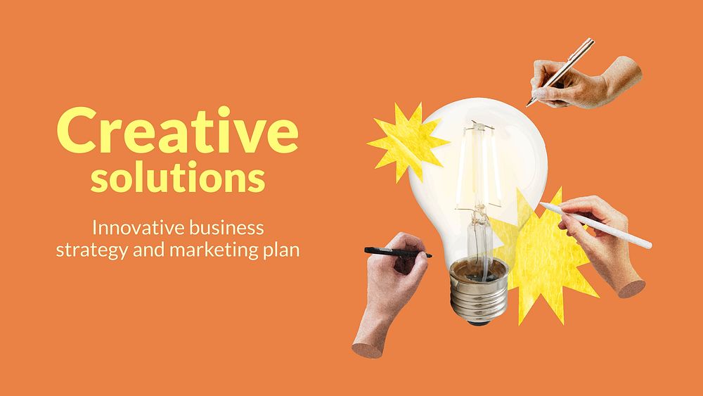 Editable business presentation template, creative solutions vector