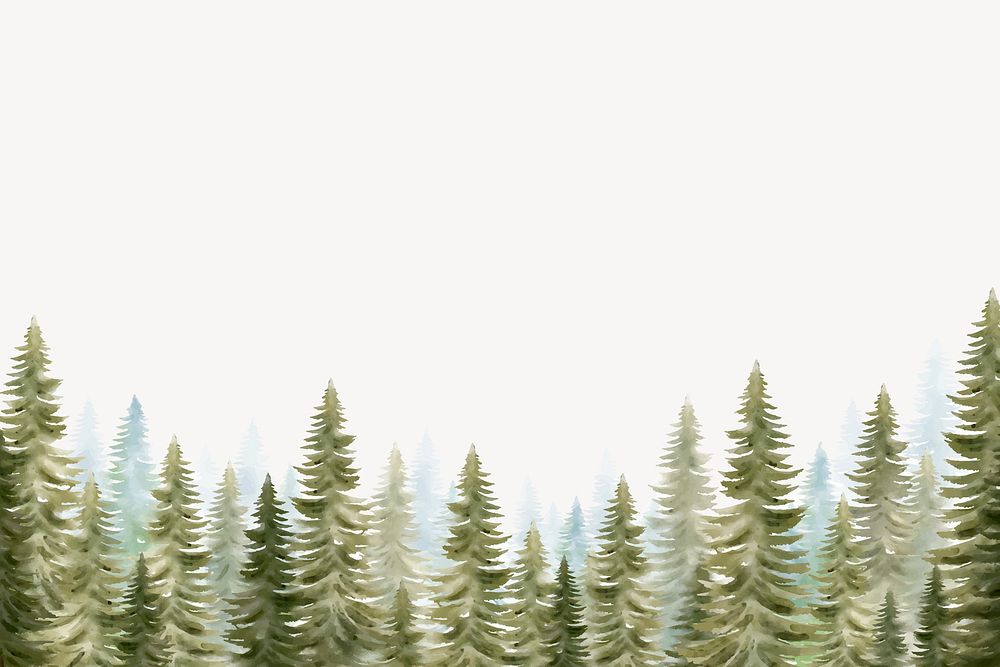 Green forest watercolor background, nature border collage element vector