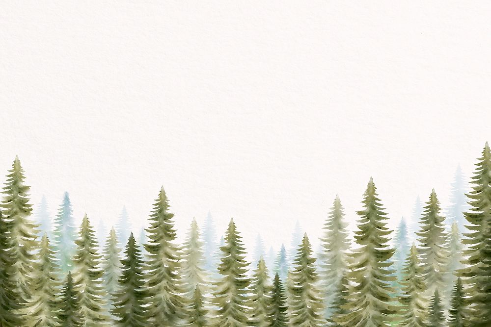 Watercolor forest border, nature clipart psd