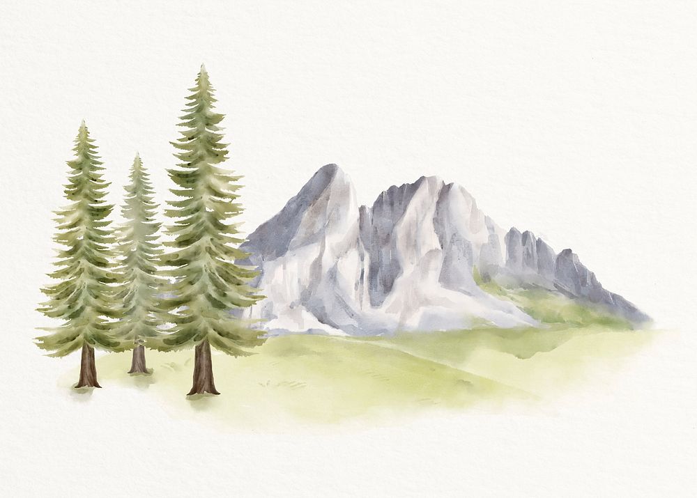 Watercolor nature landscape background illustration