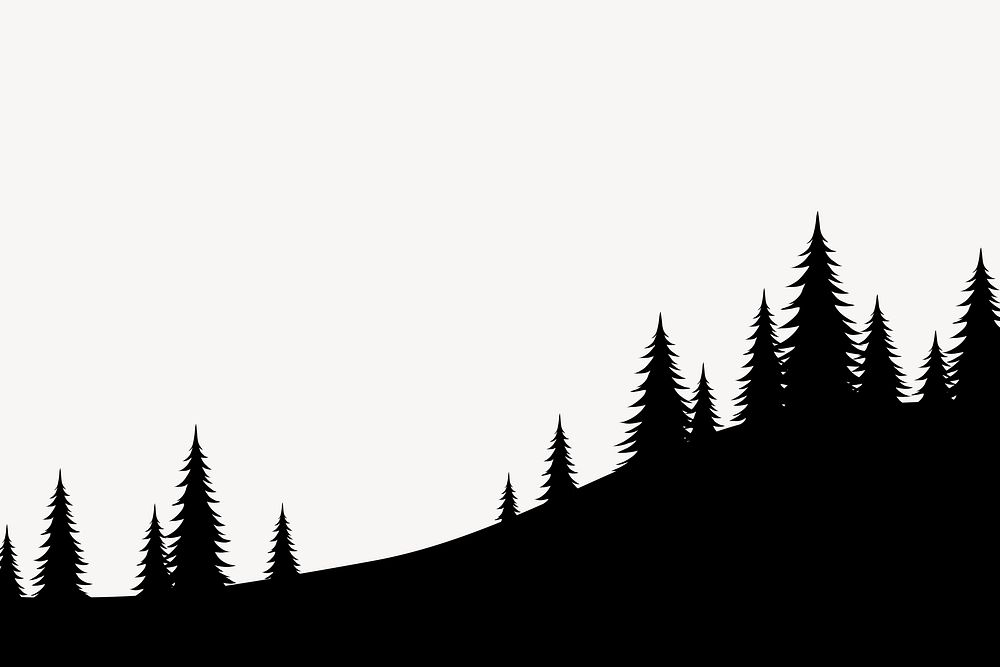 Silhouette nature background, pine forest border clipart vector