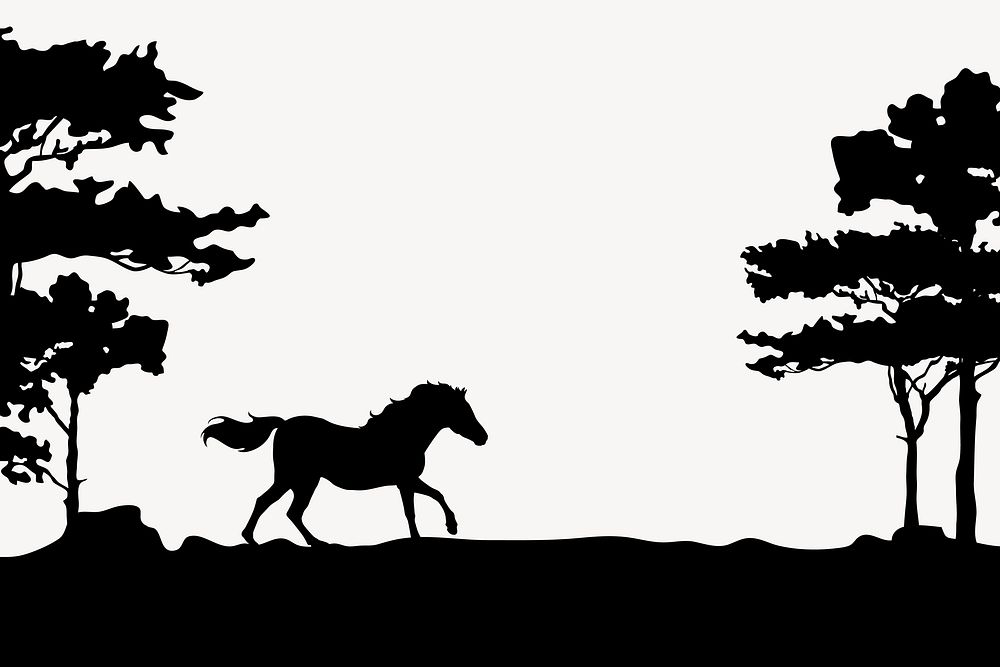 Silhouette horse in nature background