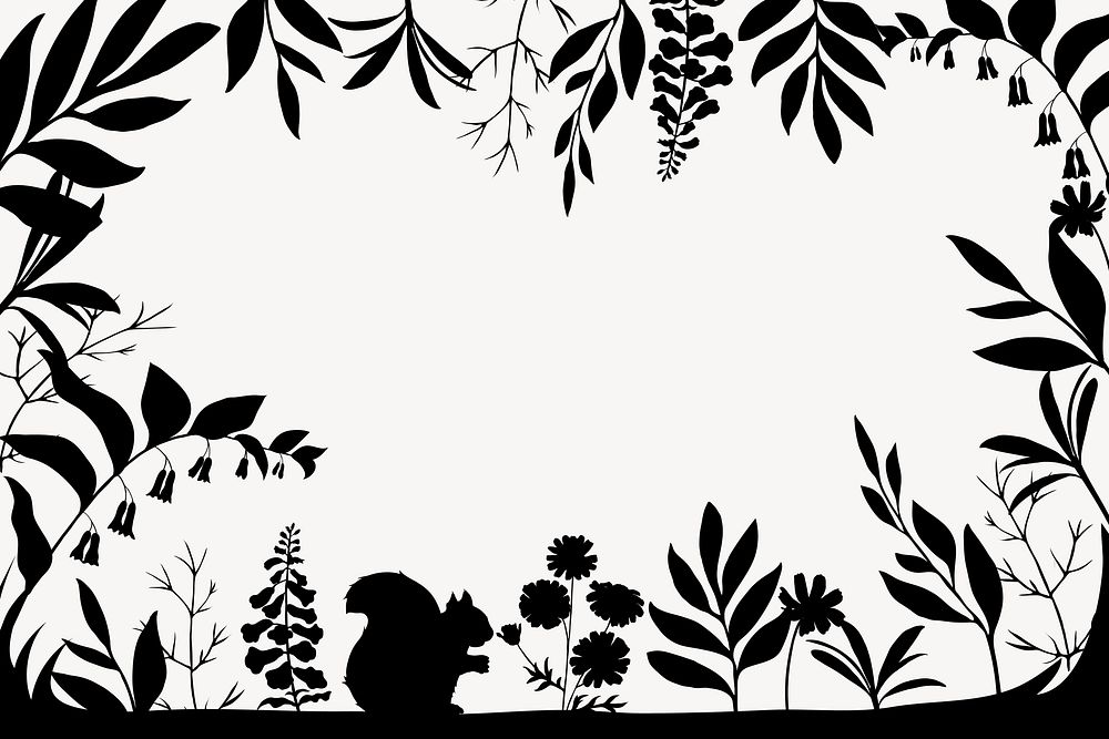 Silhouette forest frame, nature background