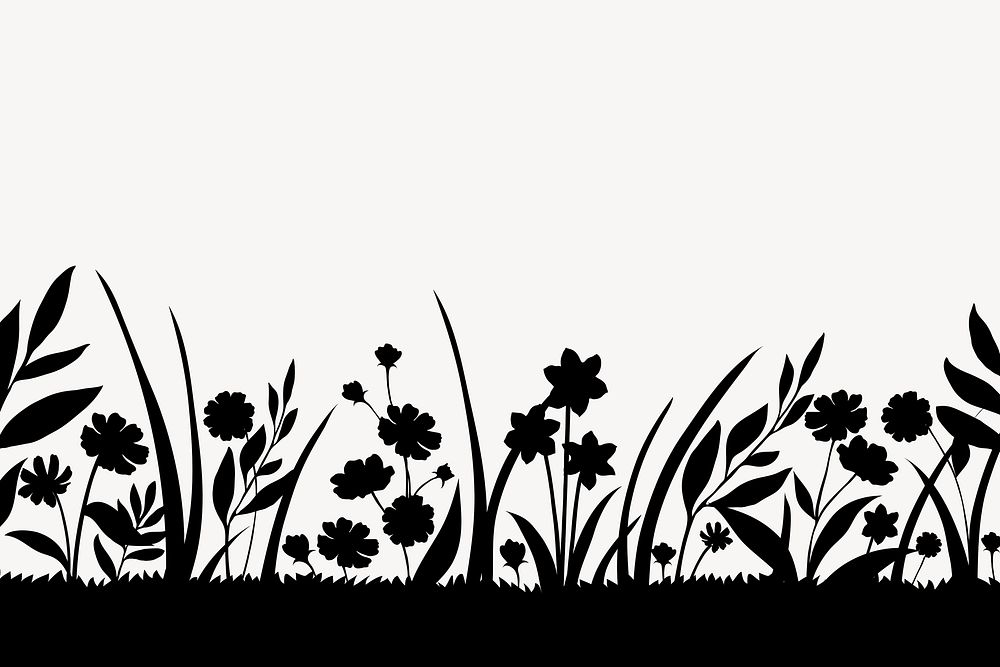 Nature silhouette background, spring border collage element vector