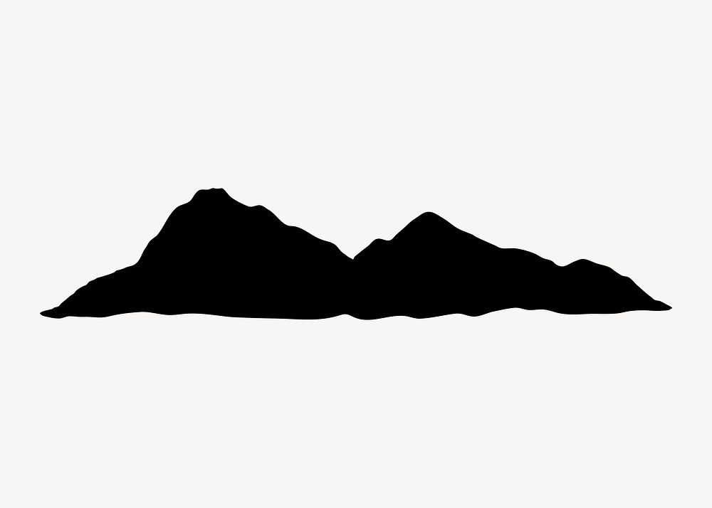 Silhouette mountain, nature collage element vector