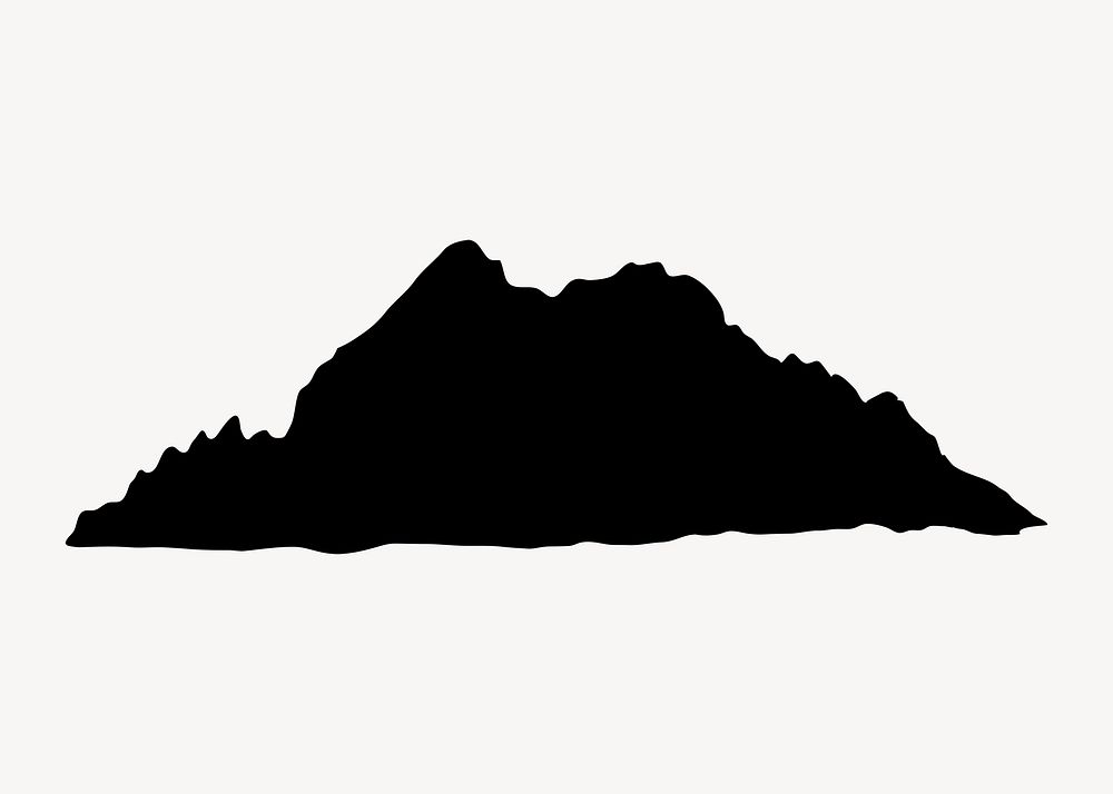 Silhouette mountain, nature collage element vector