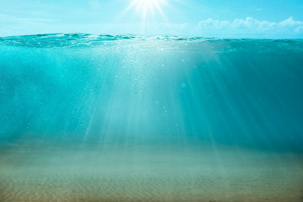 Underwater border background, clean ocean, environment concept 