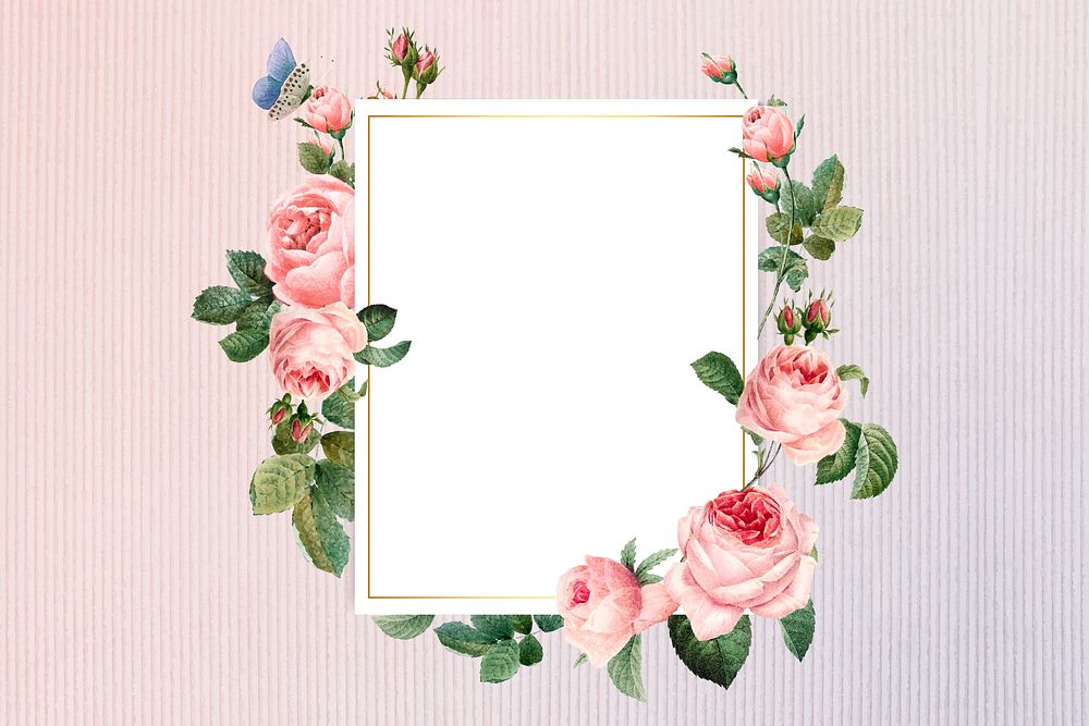 Floral rectangular frame on a fabric background vector