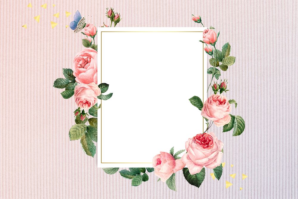 Floral rectangular frame on a fabric background illustration
