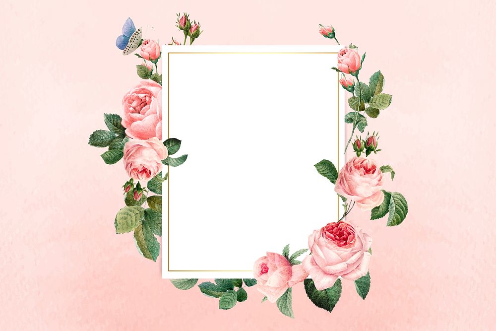 Floral rectangular frame on a paper background vector