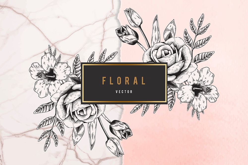 Floral frame on pink background vector