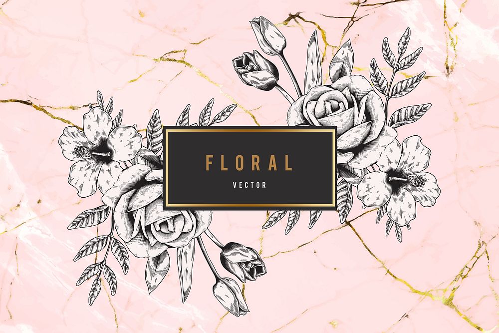 Floral frame on pink background vector