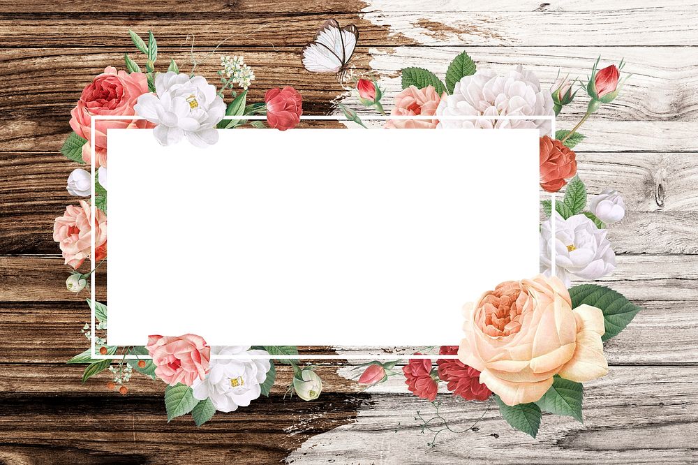 Rectangular frame decorated with roses illustration