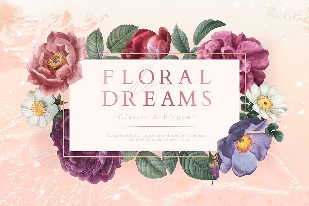 Floral dreams banner on a peach background vector