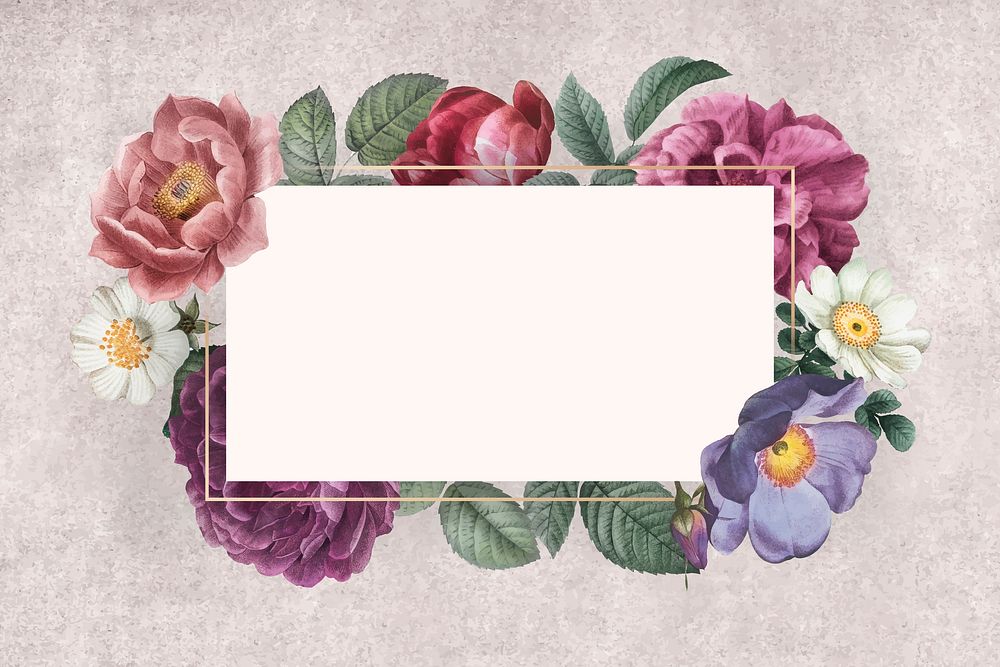 Floral frame on a gray concrete wall vector