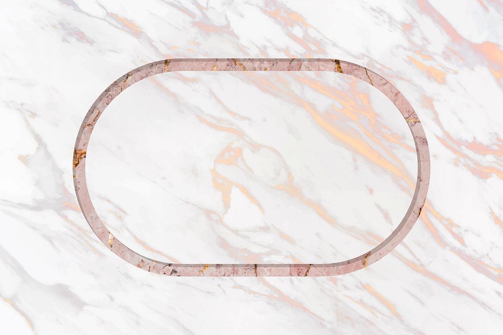 Oval frame on white marble textured background vector