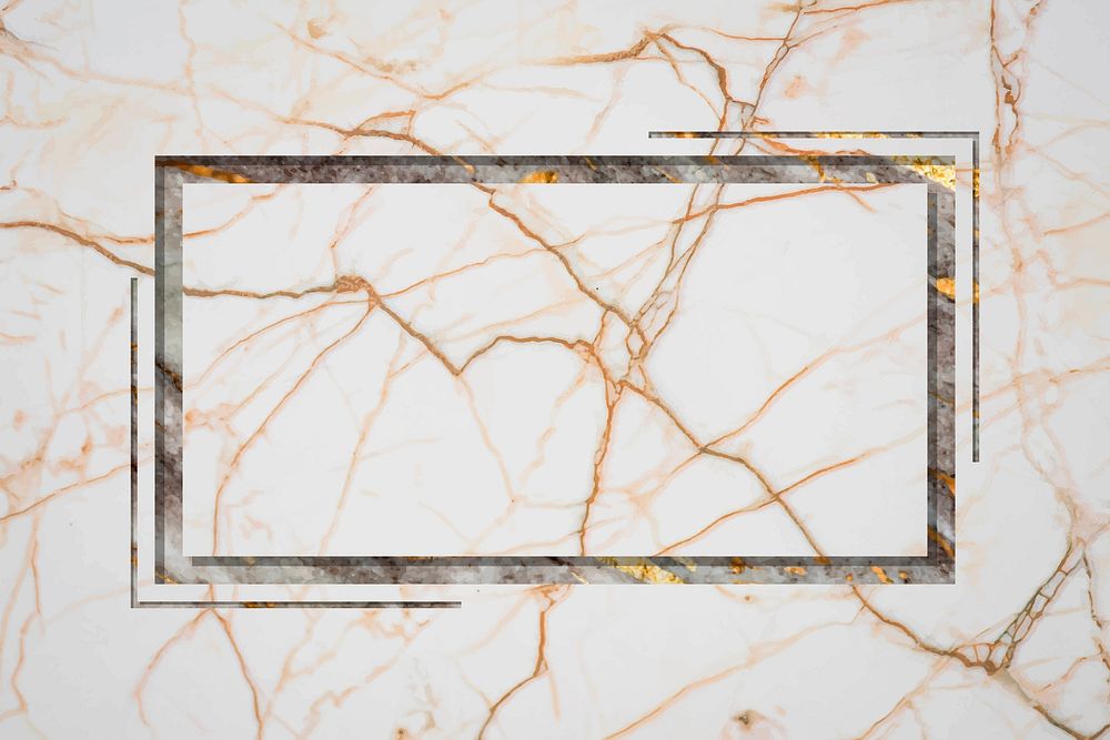 Rectangle frame on white marble textured background vector