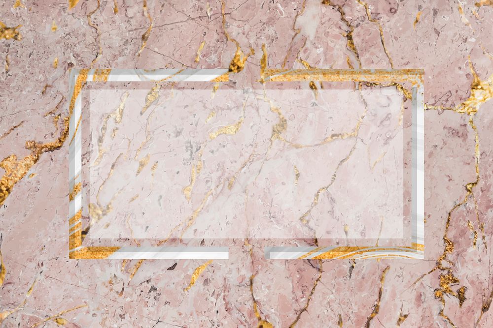 Rectangle frame on pink marble textured background vector