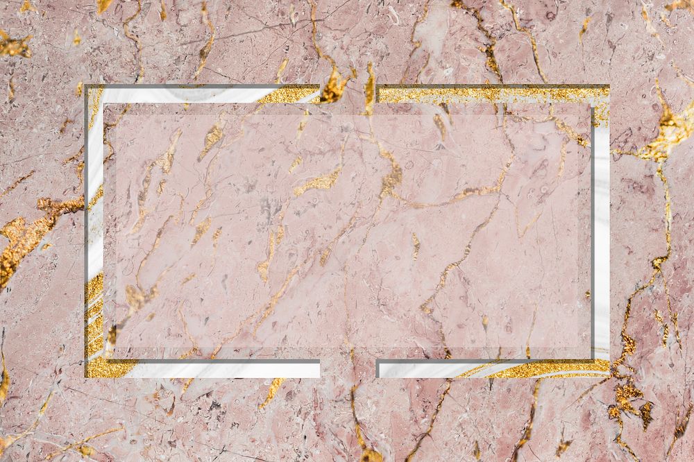 Rectangle frame on pink marble textured background