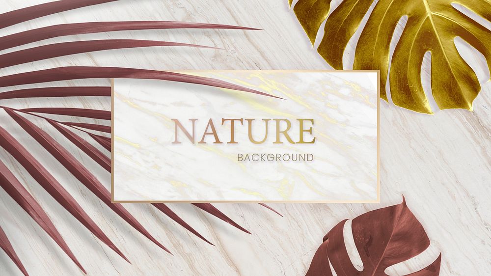 Nature golden banner on a marble background
