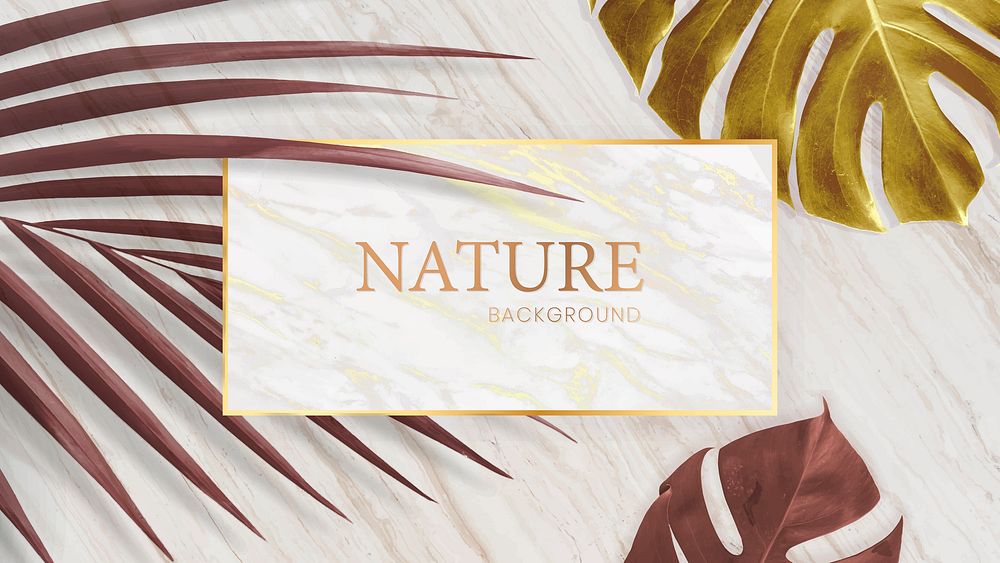 Nature golden banner on a marble background vector
