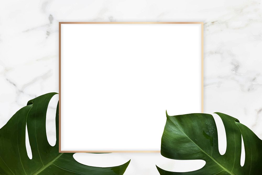 Square golden frame on a marble background vector