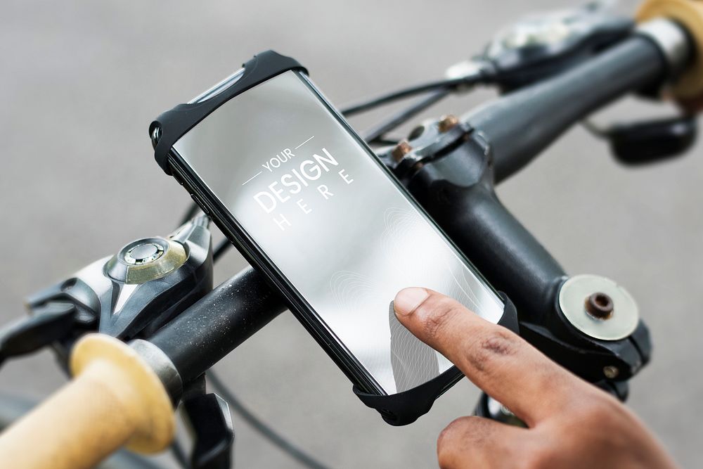 Cyclist using a phone on a bike