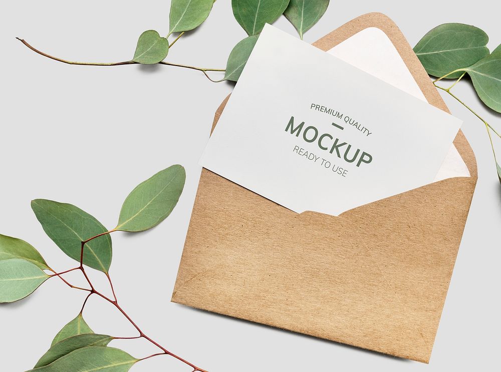Card mockup in a brown envelope