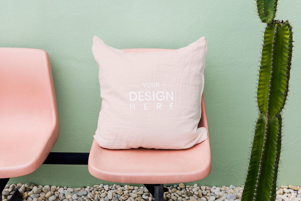 Pink cushion mockup feminine style