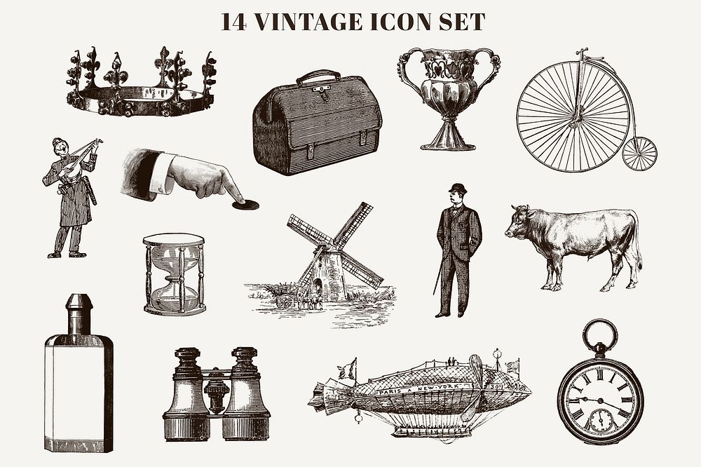 Vintage design element collection illustration