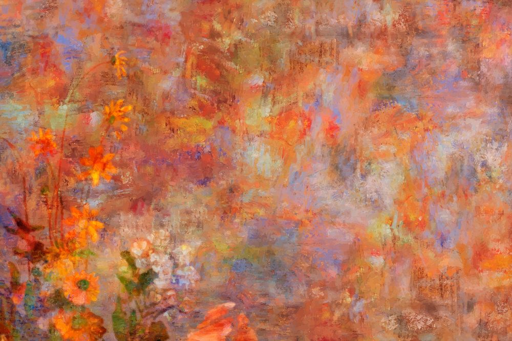 Floral finger painting on a textured wall vector