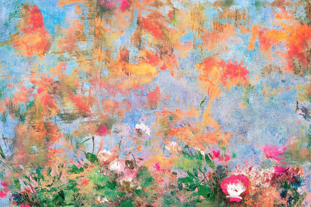 Floral finger painting on a textured wall