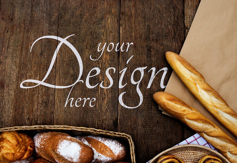 Homemade bakery on a wooden board mockup
