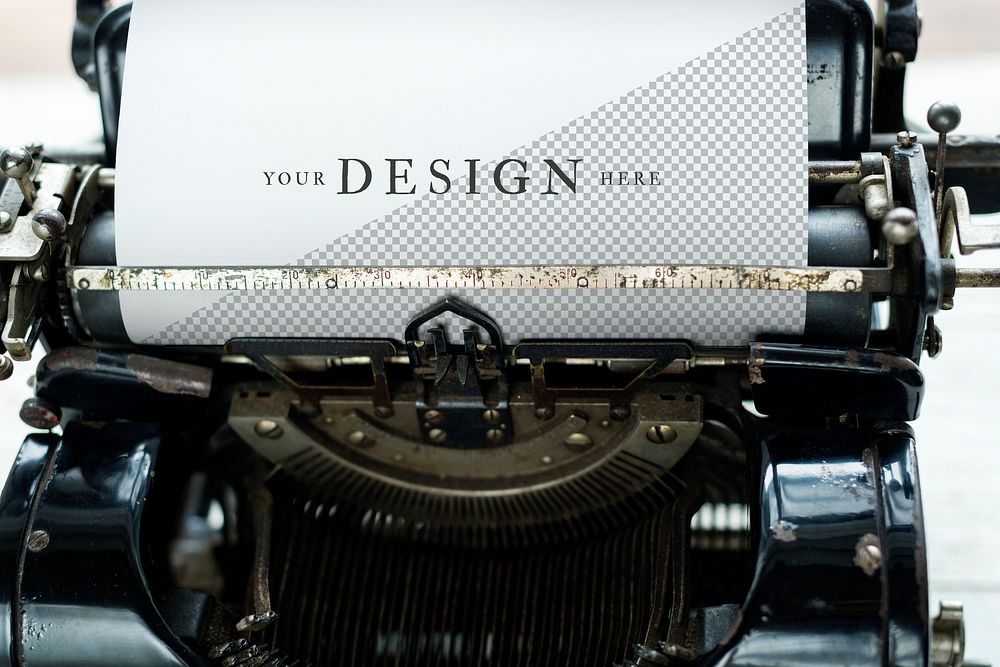 Paper mockup in a typewriter