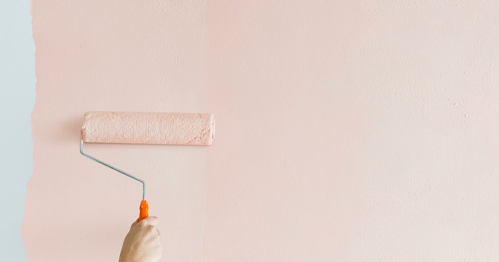 Pastel pink paint on a wall website banner template