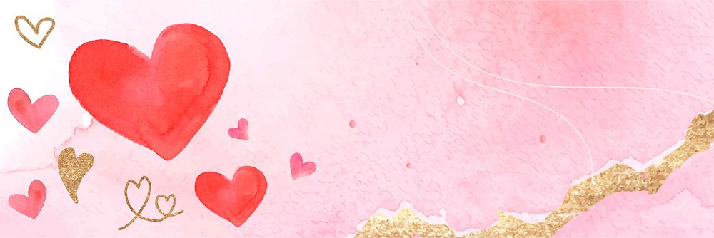 Valentine's Day background watercolor style banner vector