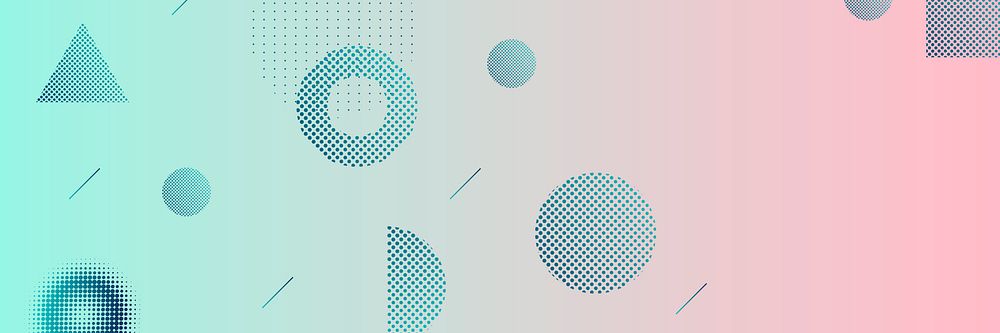 Geometric halftone blue and pink banner vector