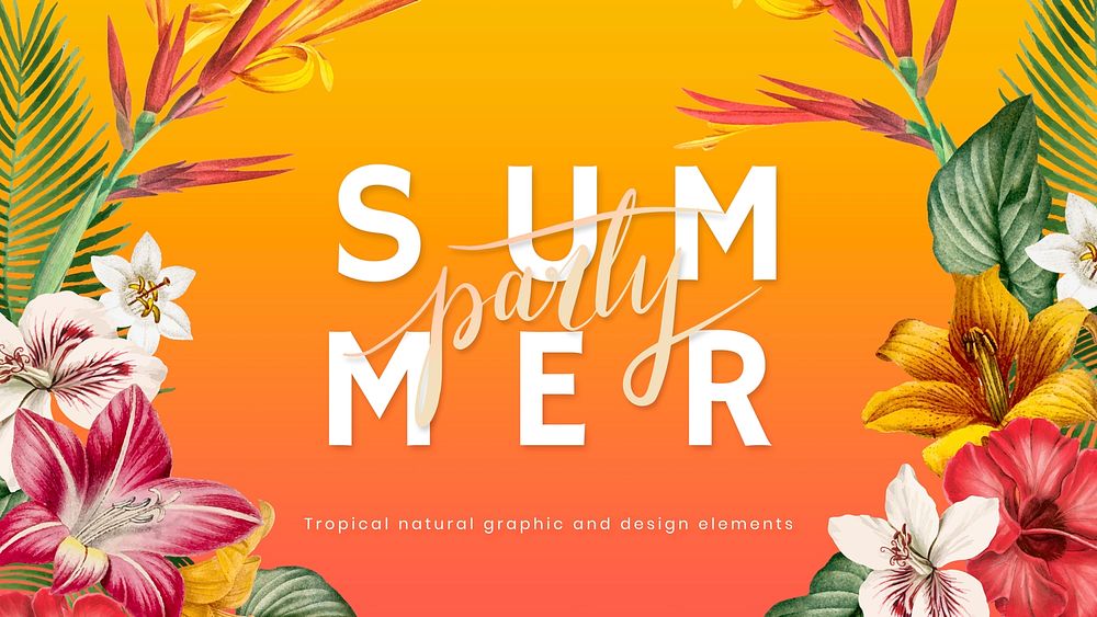 Tropical orange banner with design space illustration